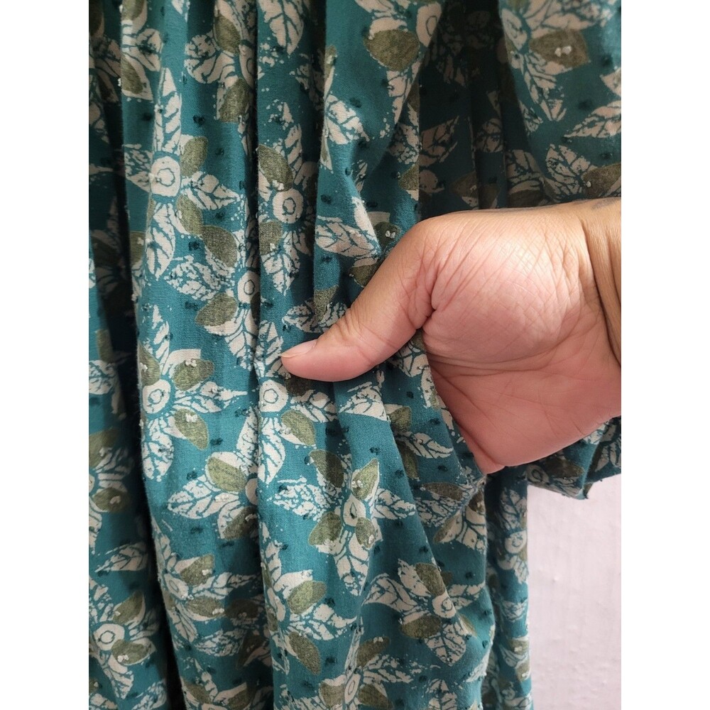 Free People Hazy Maisy Slouchy Maxi Dress Small Teal Floral Balloon Sleeve Boho - Picture 8 of 11